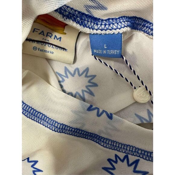 New Anthropologie Farm Rio Graphic Mesh Midi Dress sz L - Picture 4 of 8